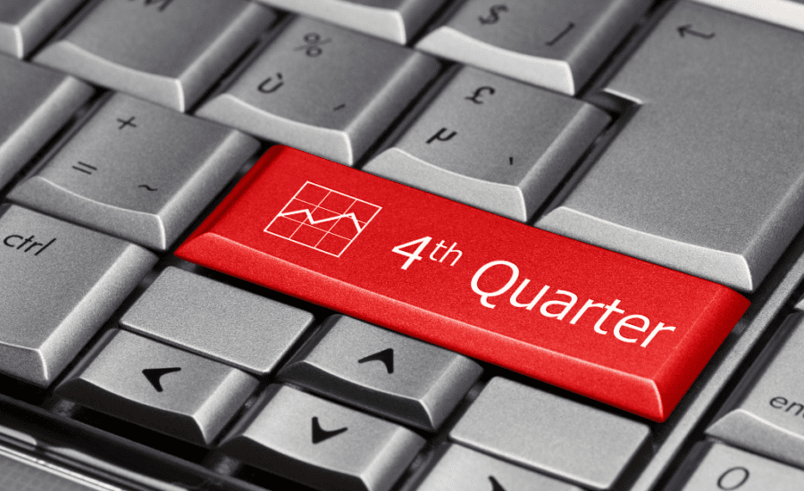 red key on computer with white text that says 4th quarter